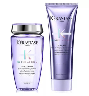 Kérastase Blond Absolu sjampo og balsamsett, rutine for blondt hår, formulert med hyaluronsyre, duosett
