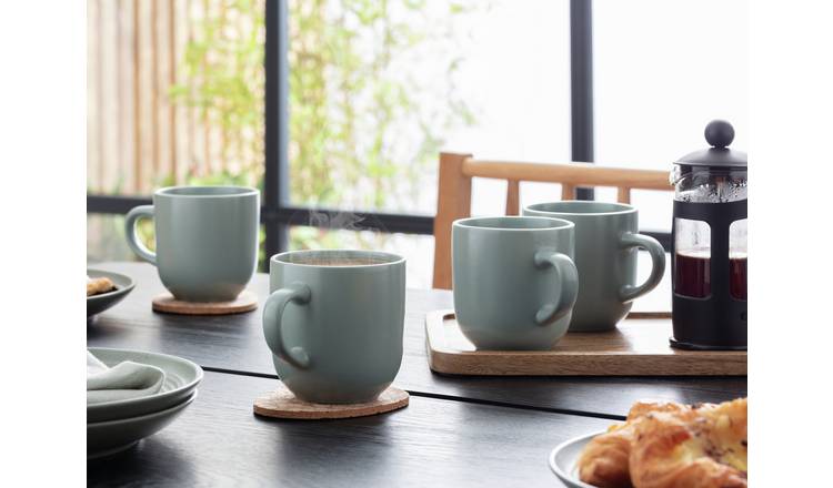 Habitat matte green mugs set of 4, UK version