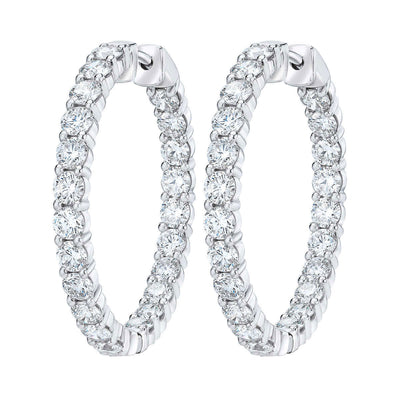 Costco 4,00 ctw runder Brillantschliff Diamant Inside Outside Creolen, 14 Karat Weißgold