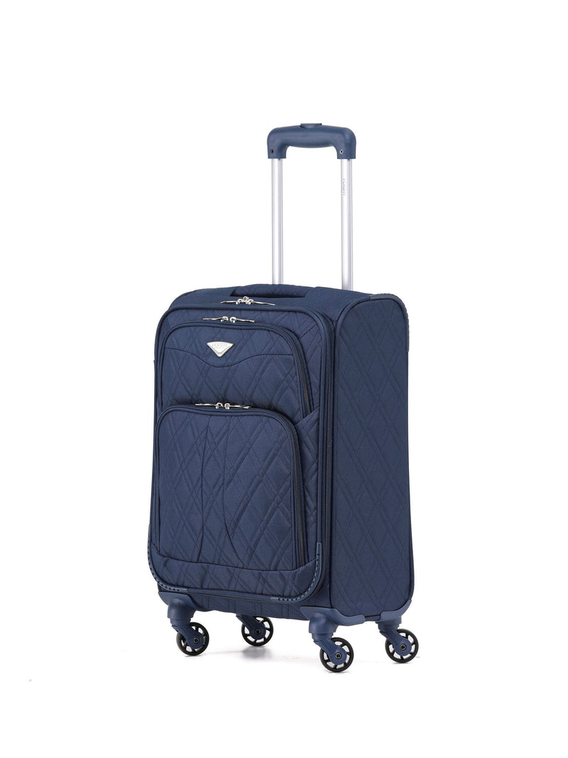 Flight Knight quilted navy cabin suitcase 55x35x20cm (British brand)