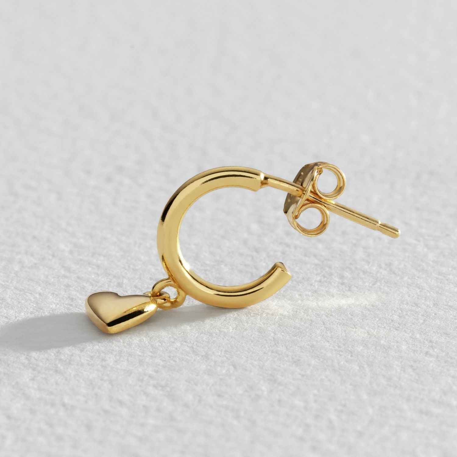 Revere gold plated heart drop earrings 19mm - British product