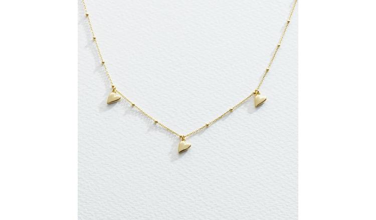 Revere 9ct gold plated heart necklace adjustable chain - British product