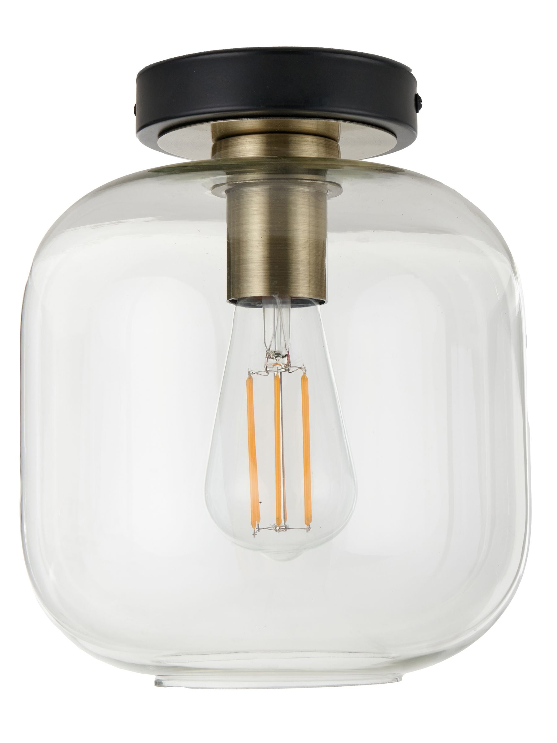 Pacific black metal glass flush pendant ceiling light, imported from the UK