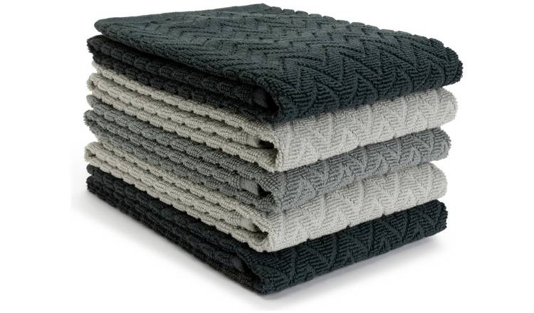 Habitat Zig Zag Terry tea towels pack of 5, UK version