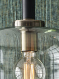 Black metal and glass pendant ceiling light 120cm - British product