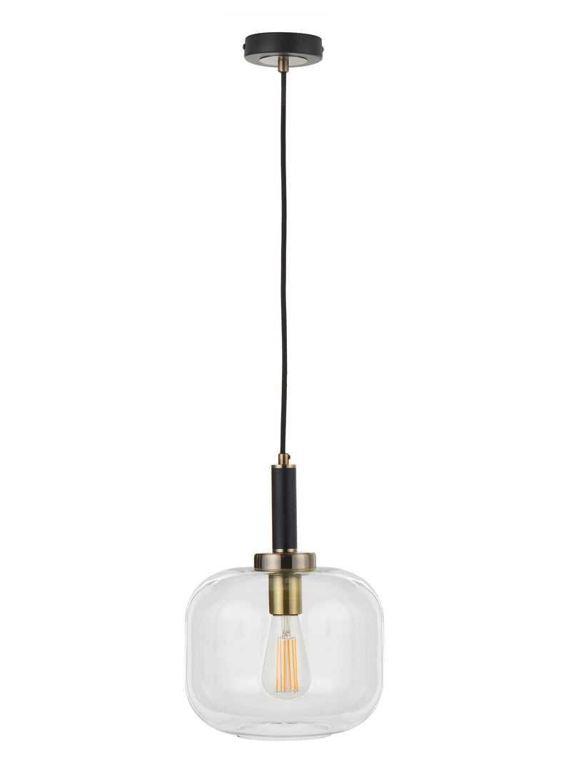 Black metal and glass pendant ceiling light 120cm - British product