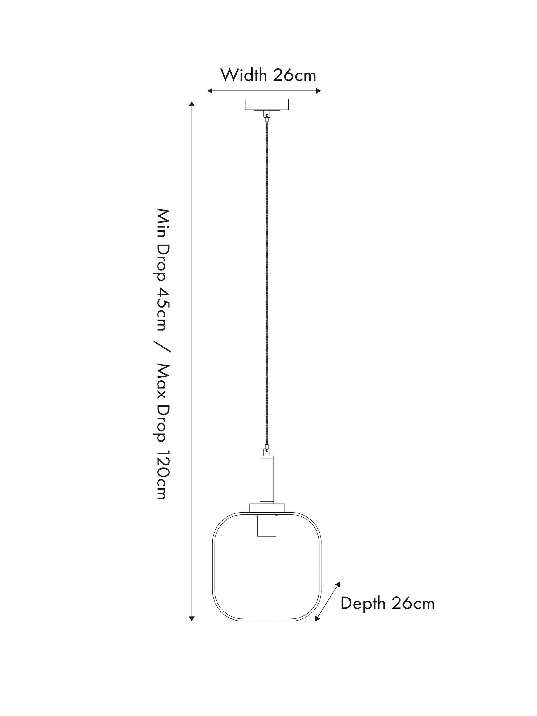 Black metal and glass pendant ceiling light 120cm - British product