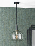 Black metal and glass pendant ceiling light 120cm - British product