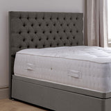 Pocket Spring Bed Co Ravello grey fabric headboard, imported from the UK