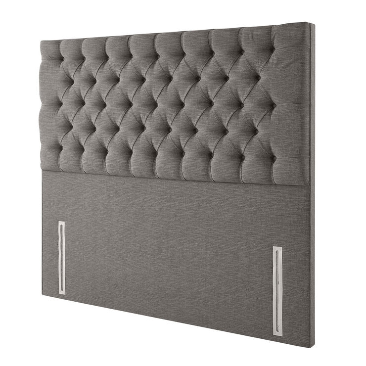 Pocket Spring Bed Company Ravello light grey fabric headboard double, imported from the UK