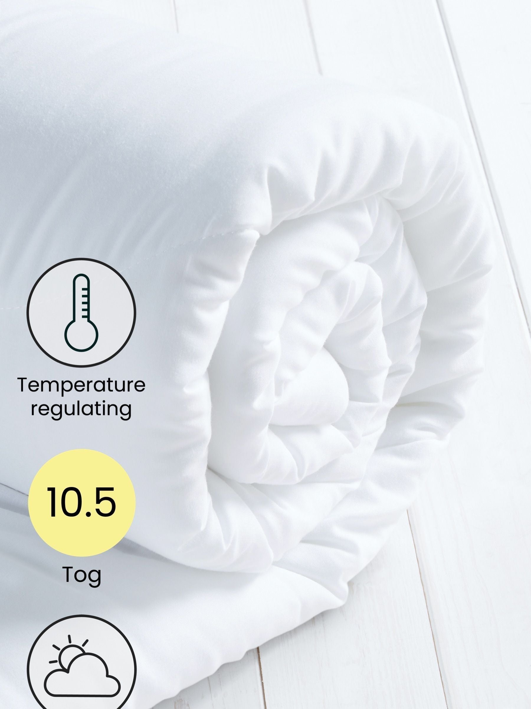 Temperature regulating 10.5 tog duvet (British brand)
