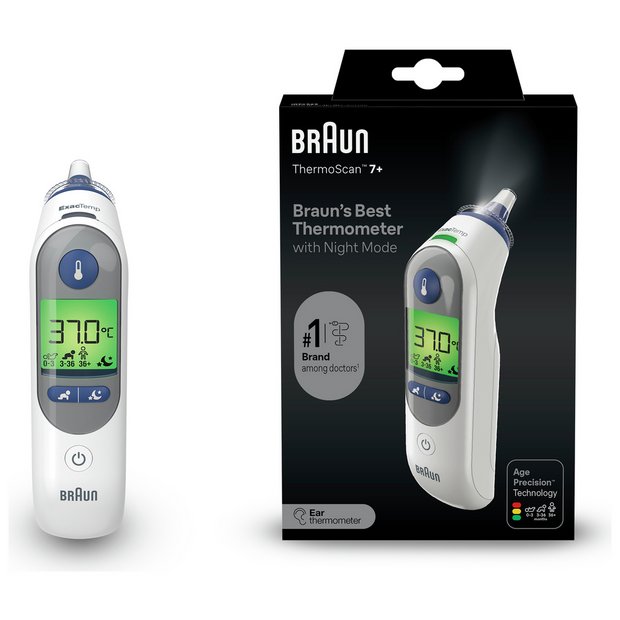 Braun ThermoScan 7+ ear thermometer, imported from the UK