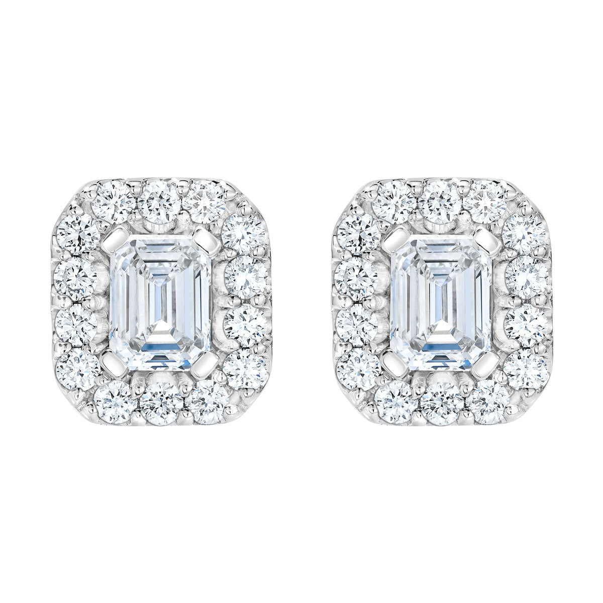 Costco emerald cut diamond halo stud earrings 1.00ctw - British product