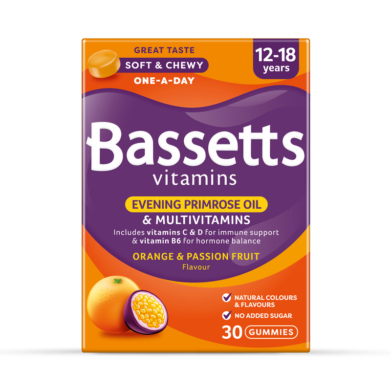 Bassetts multivitamin gummies 12-18 EPO orange passion fruit 30 gummies - British product