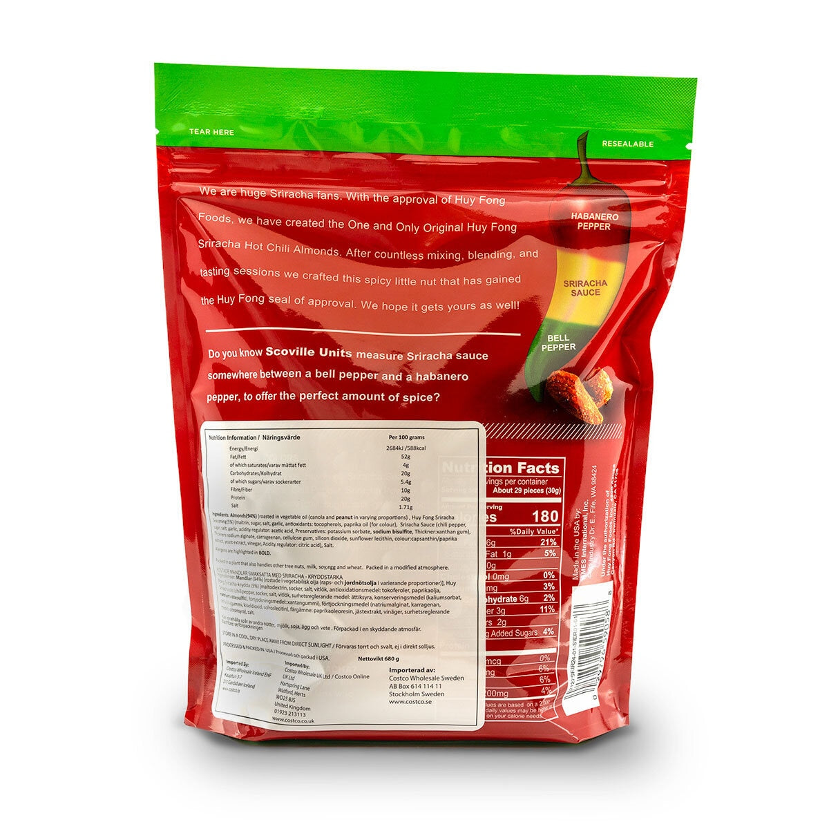 Huy Fong Sriracha almonds 680g, UK version