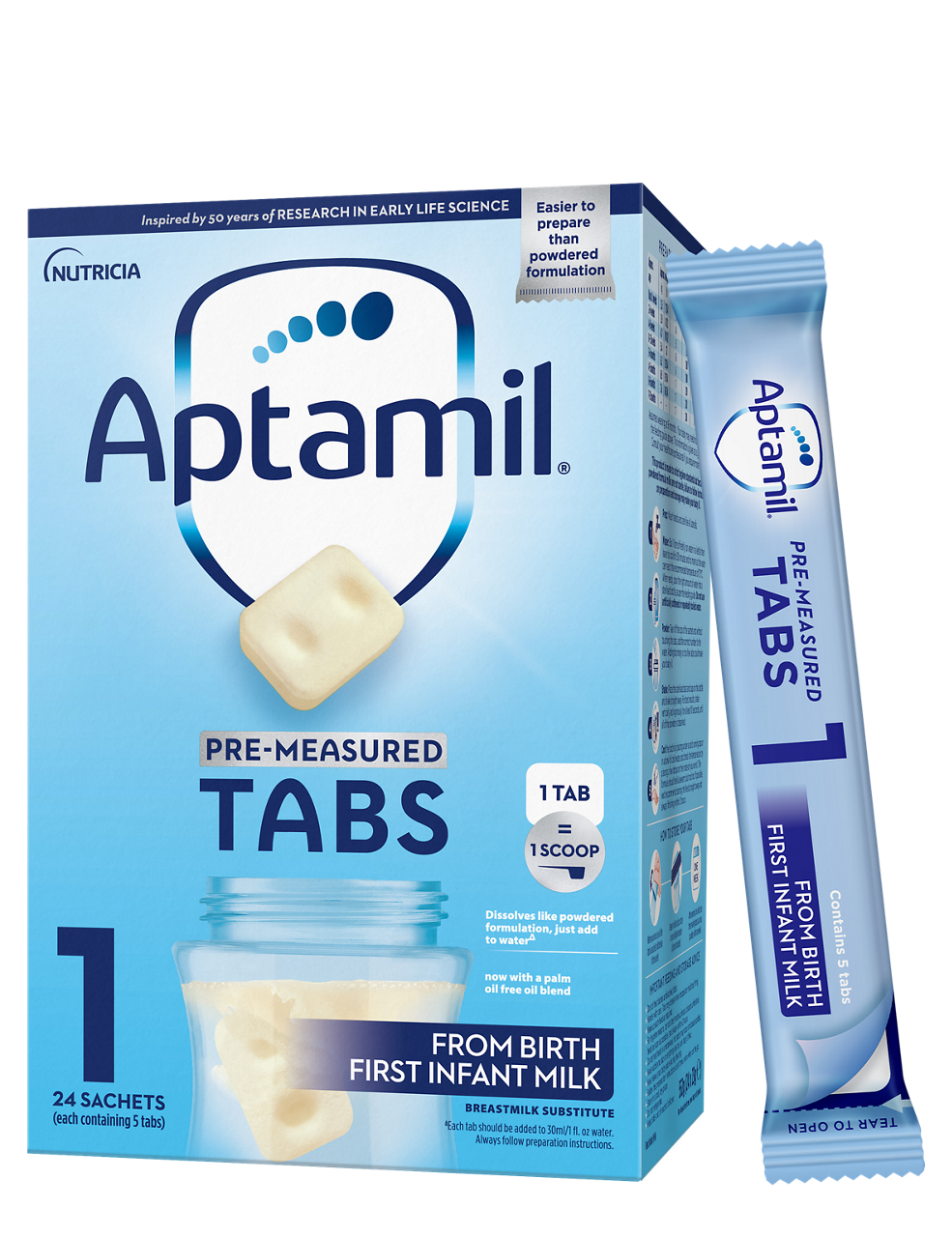 Aptamil first infant milk tabs, 24 sachets - British product