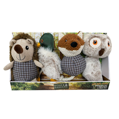 Costco UK Bone & Barkers Great Outdoors Plush Dog Toy 4 Pack- Buy online at McGrocer