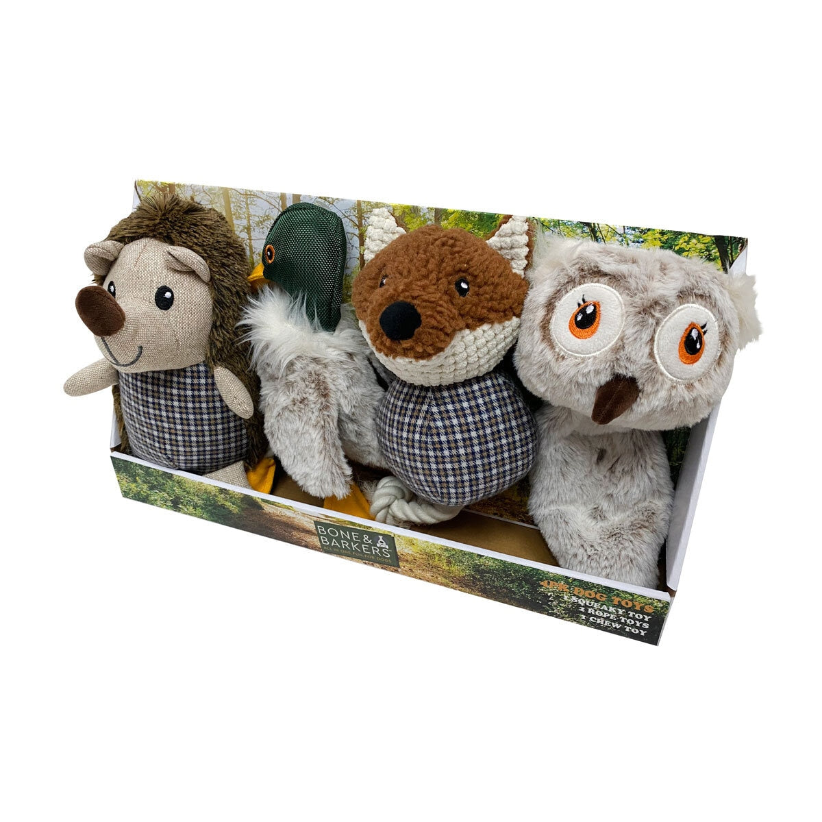 Bone & Barkers Plush Dog Toy 4 Pack Set - British product