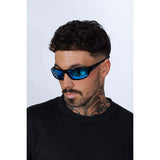 SVNX Thin Racer sunglasses black blue lens TAC, imported from the UK