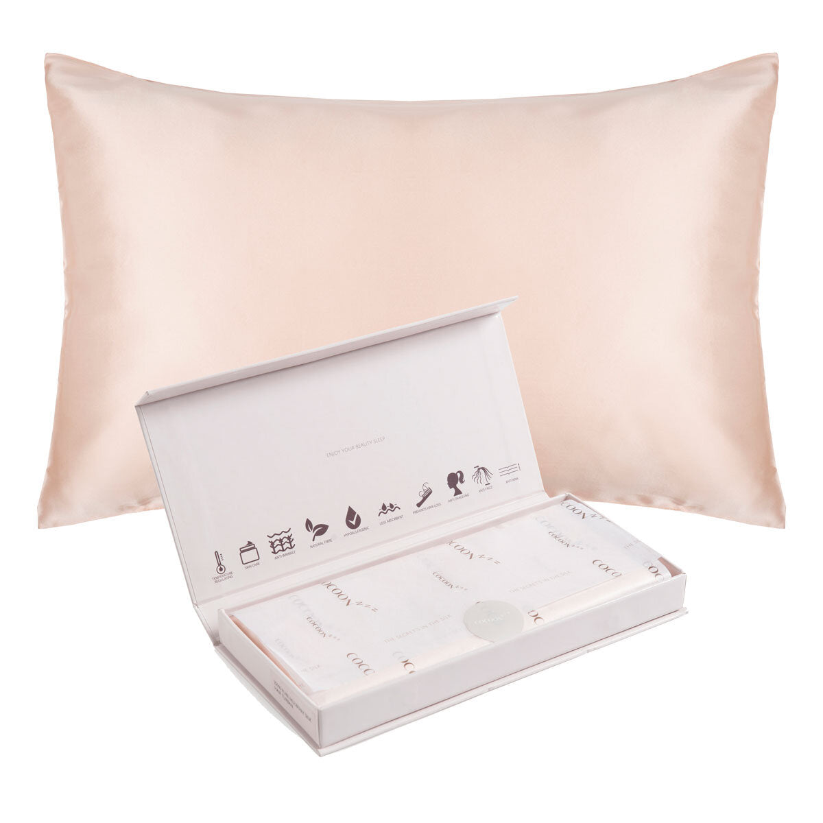 Cocoonzzz 100% mulberry silk pillowcase 51x76cm, UK version