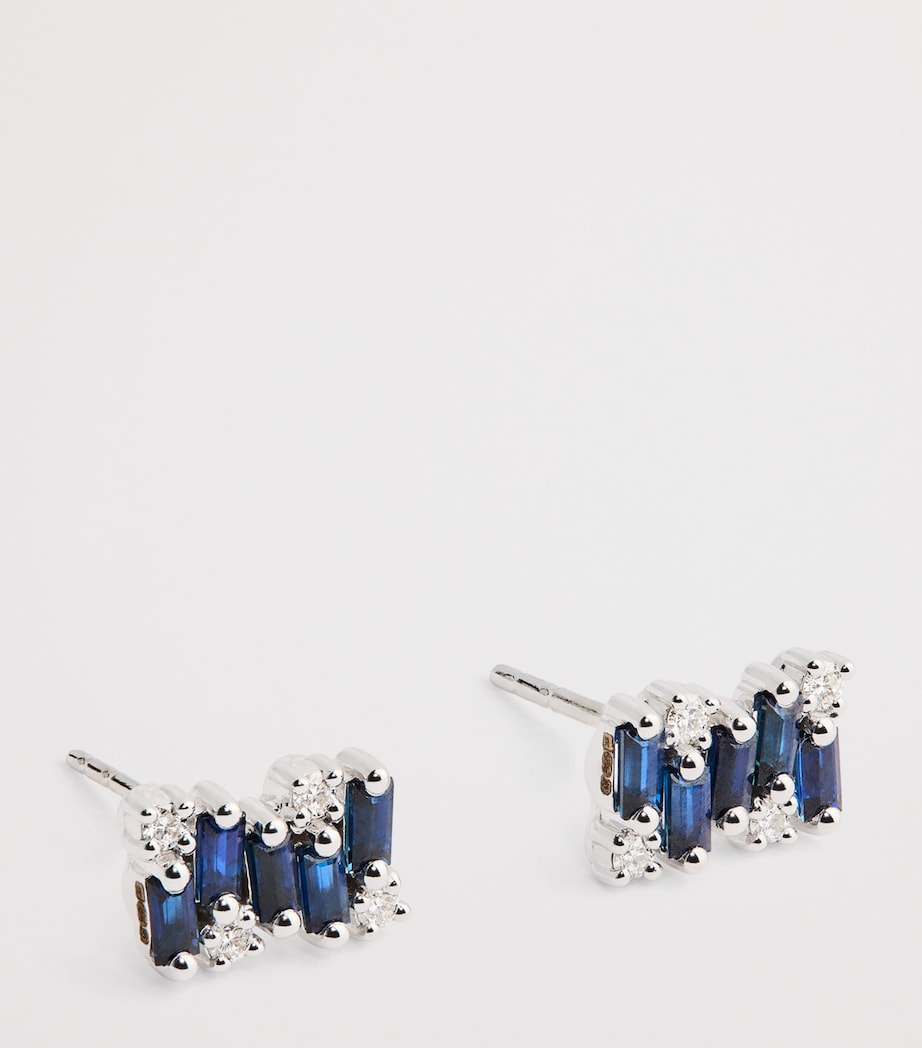 Suzanne Kalan blue sapphire diamond stud earrings 18kt white gold, UK version