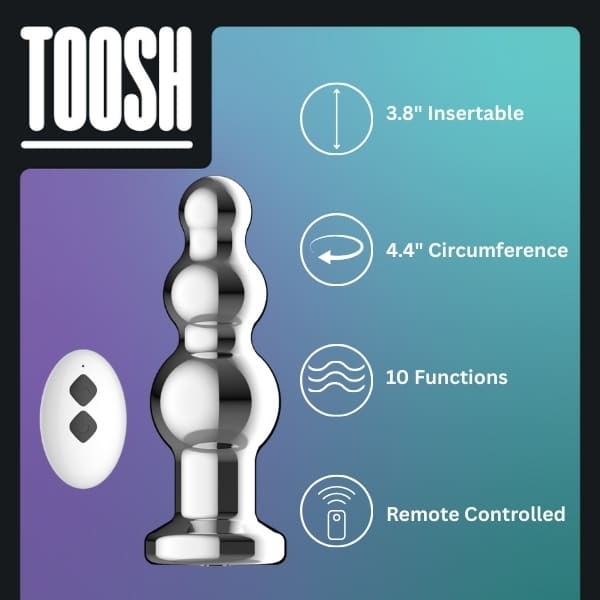 Loving Joy metal vibrating anal beads with remote control, UK version