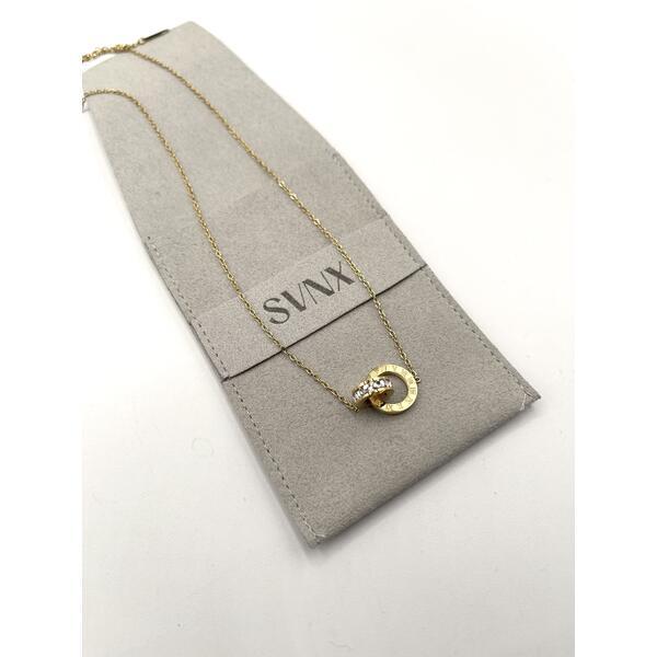 SVNX double hoop Roman numeral necklace gold - British product