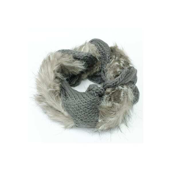 IKRUSH plaited twist neck warmer with fur detail - British product
