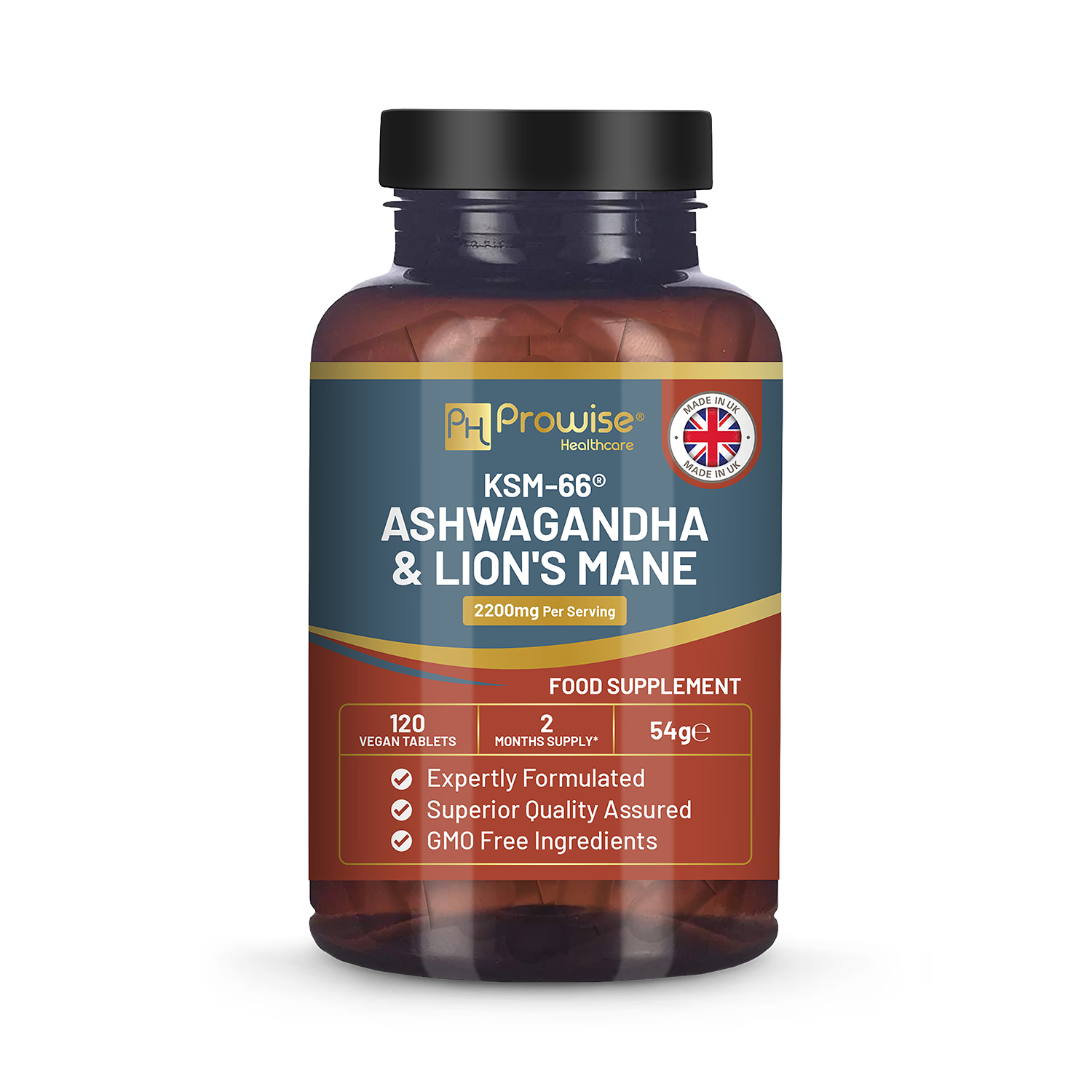 Prowise Healthcare Ashwagandha Lions Mane tablets 120 (British brand)