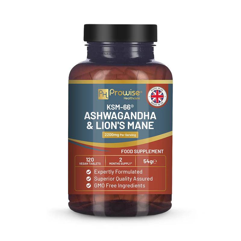 Prowise Healthcare Ashwagandha Lions Mane tablets 120 (British brand)