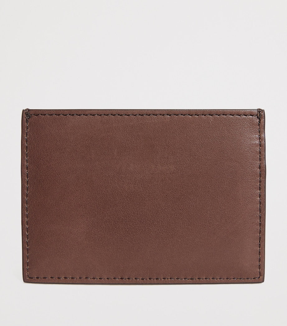 Thom Browne leather card holder with tricolour stripe, imported from the UK