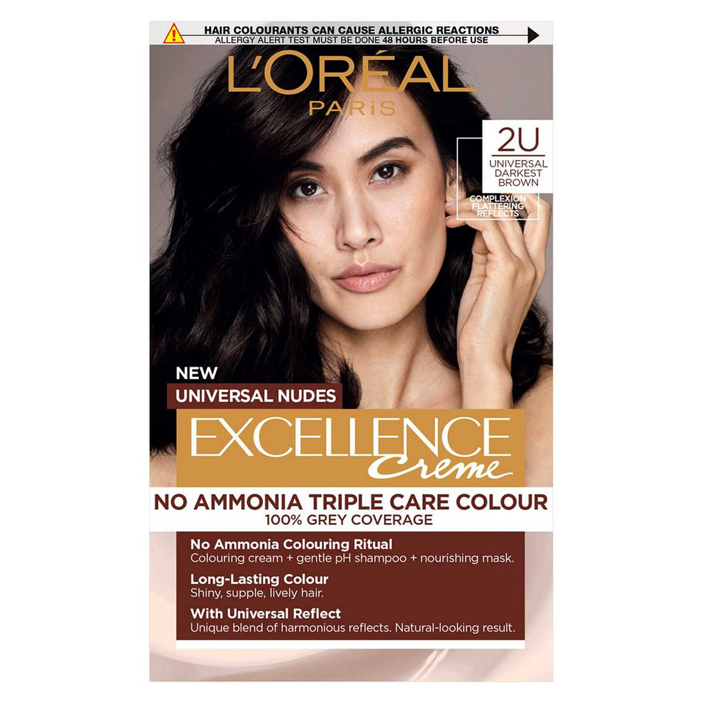 L’Oréal Paris Excellence Crème Universal Nudes Ammonia Free Permanent Hair Dye, 2U Universal Darkest Brown