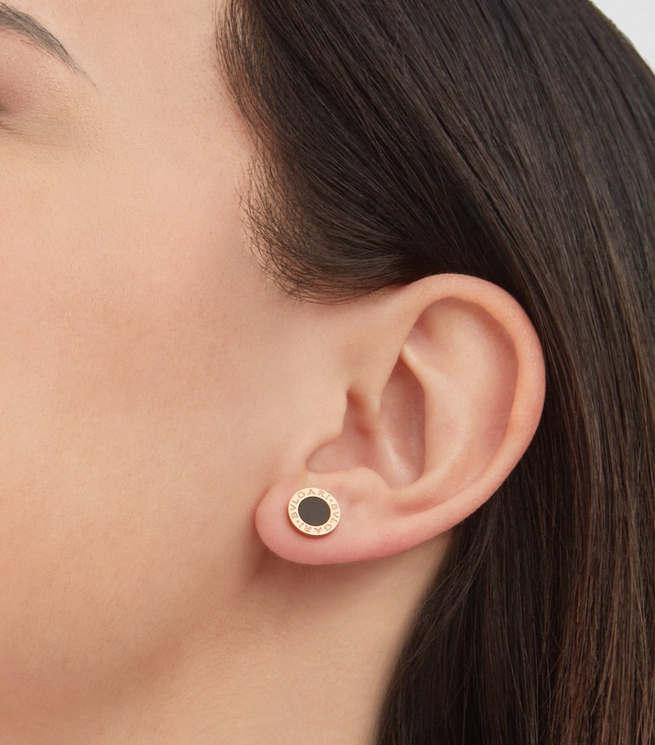 Bvlgari rose gold and onyx single stud earring - British product