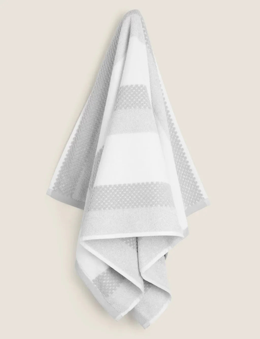 Pure Cotton Striped Textured Towel Bathroom M&S   