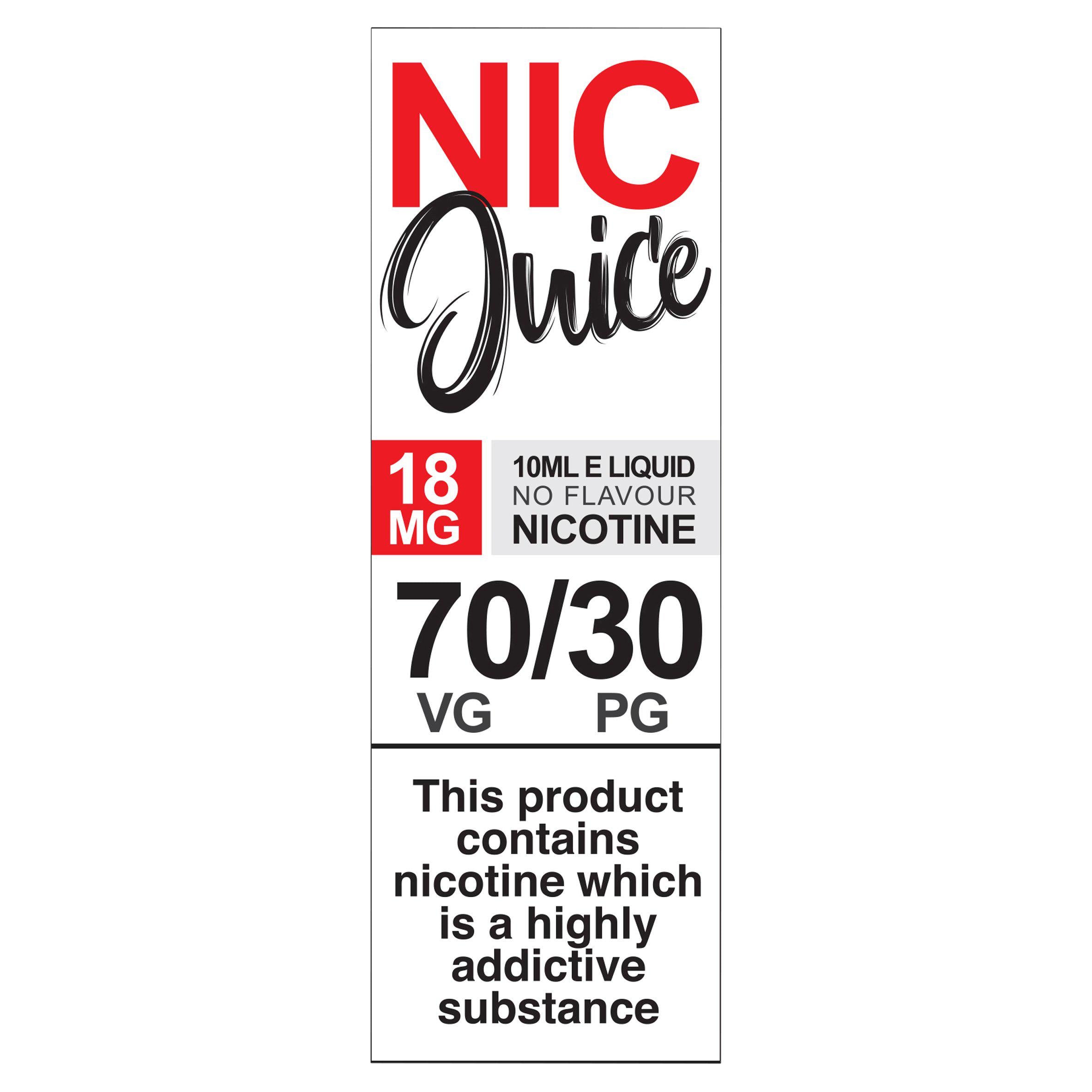 Nic Juice E Liquid No Flavour Nicotine 18mg 10ml GOODS Sainsburys   