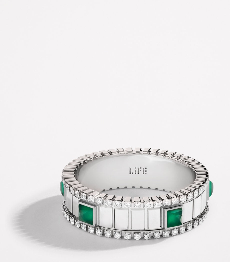 MARLI New York Life spinning ring with green agate and diamonds - British product