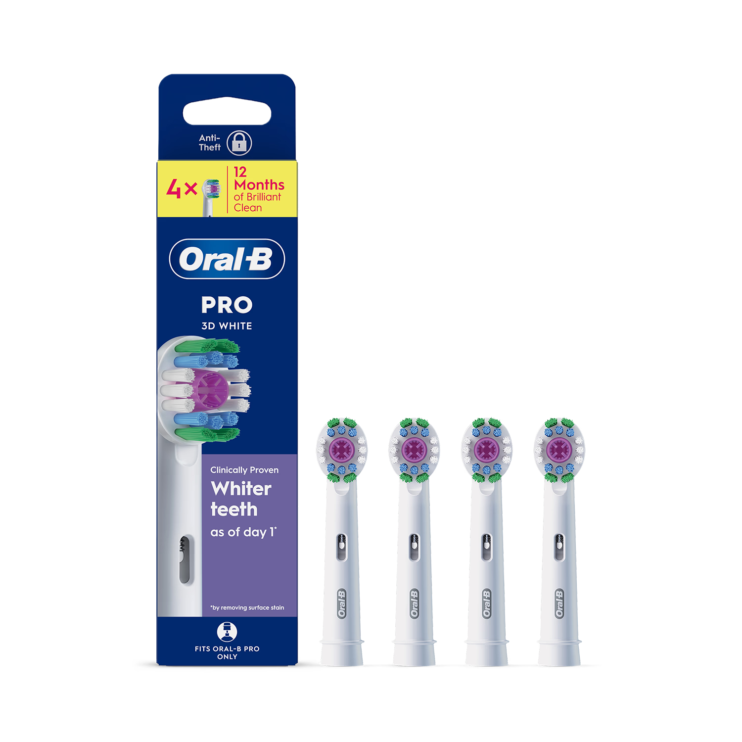 Oral-B Pro 3D White toothbrush heads 4 count - British product