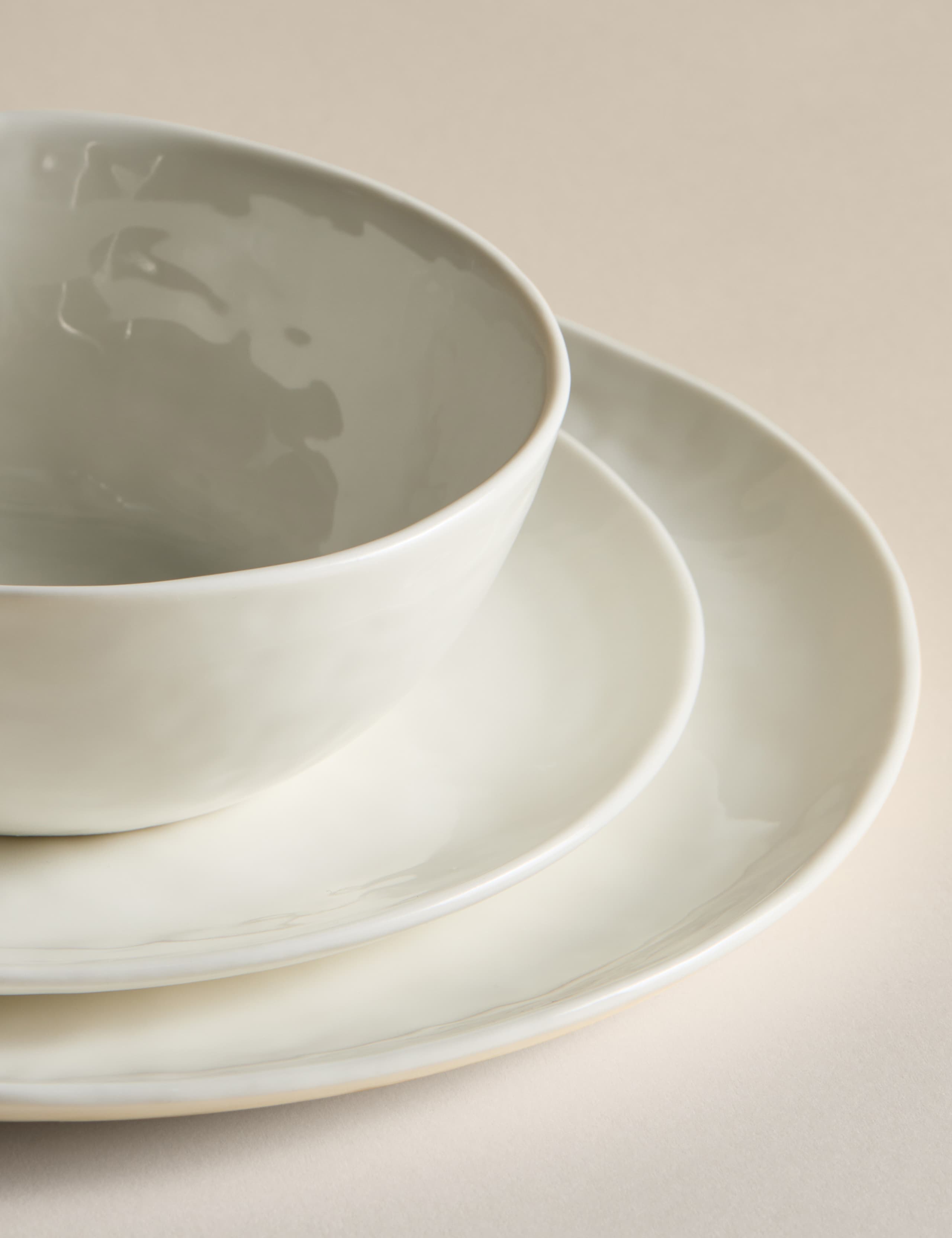 Artisan 12-piece dinner set, china textured finish - British product