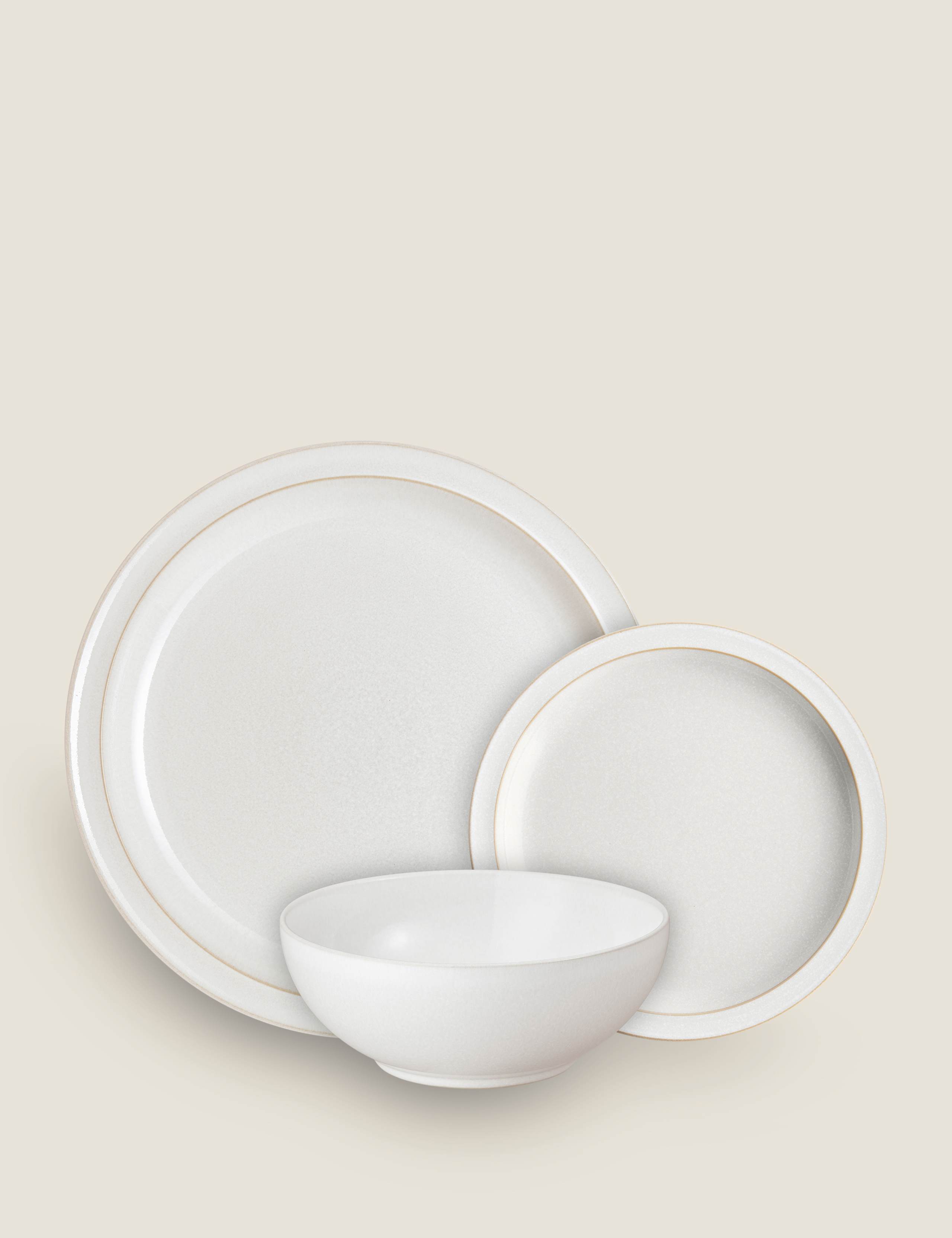 Denby cotton white 12 piece dinner set, imported from the UK