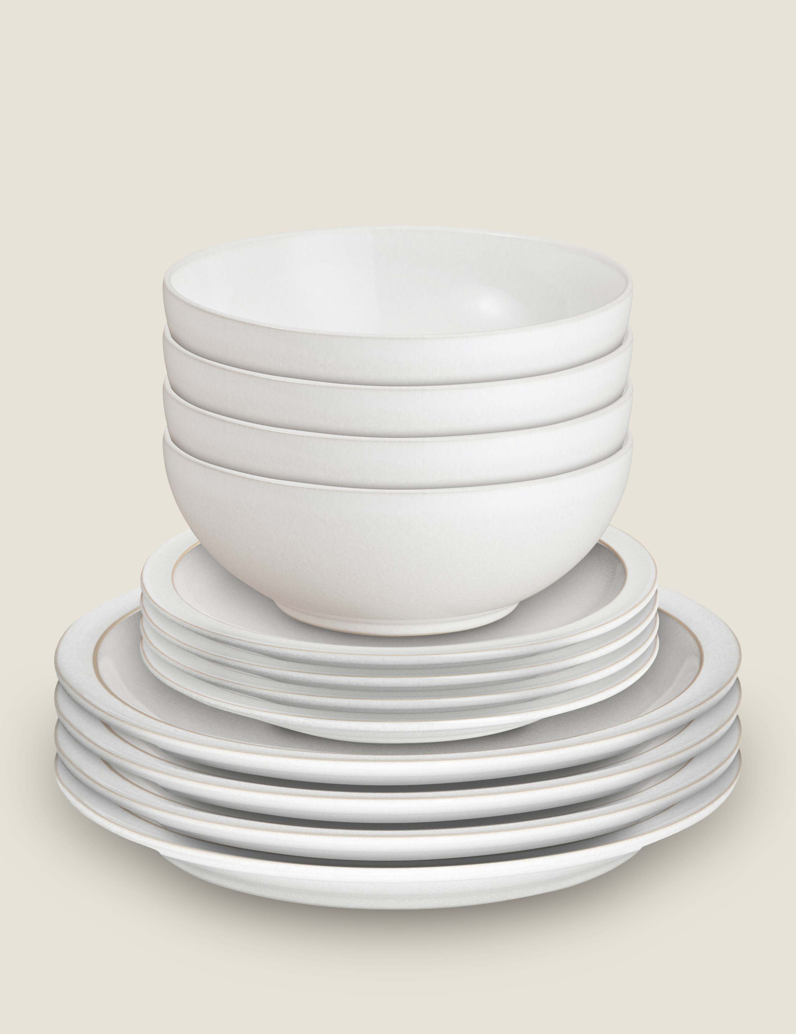 Denby cotton white 12 piece dinner set, imported from the UK