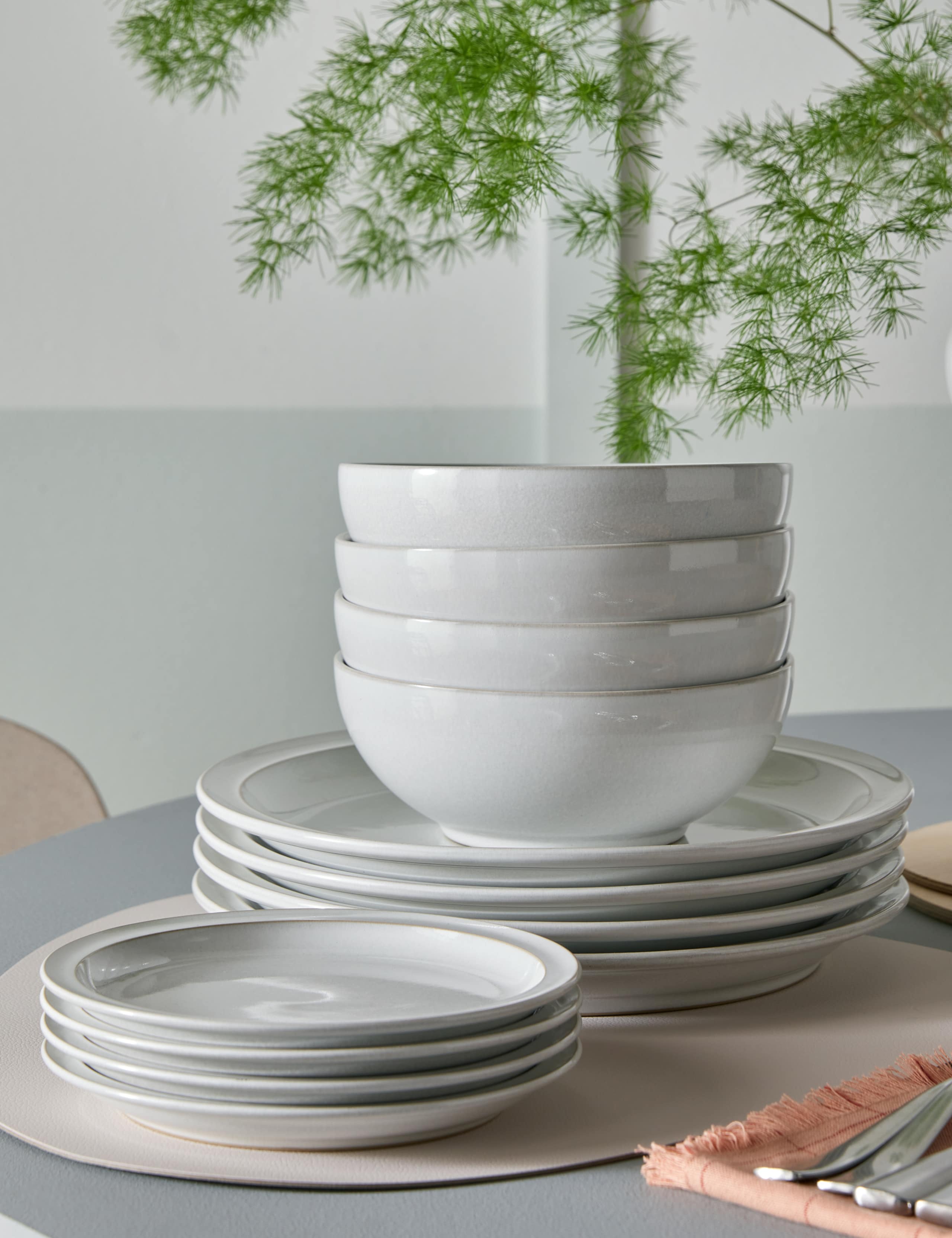 Denby cotton white 12 piece dinner set, imported from the UK