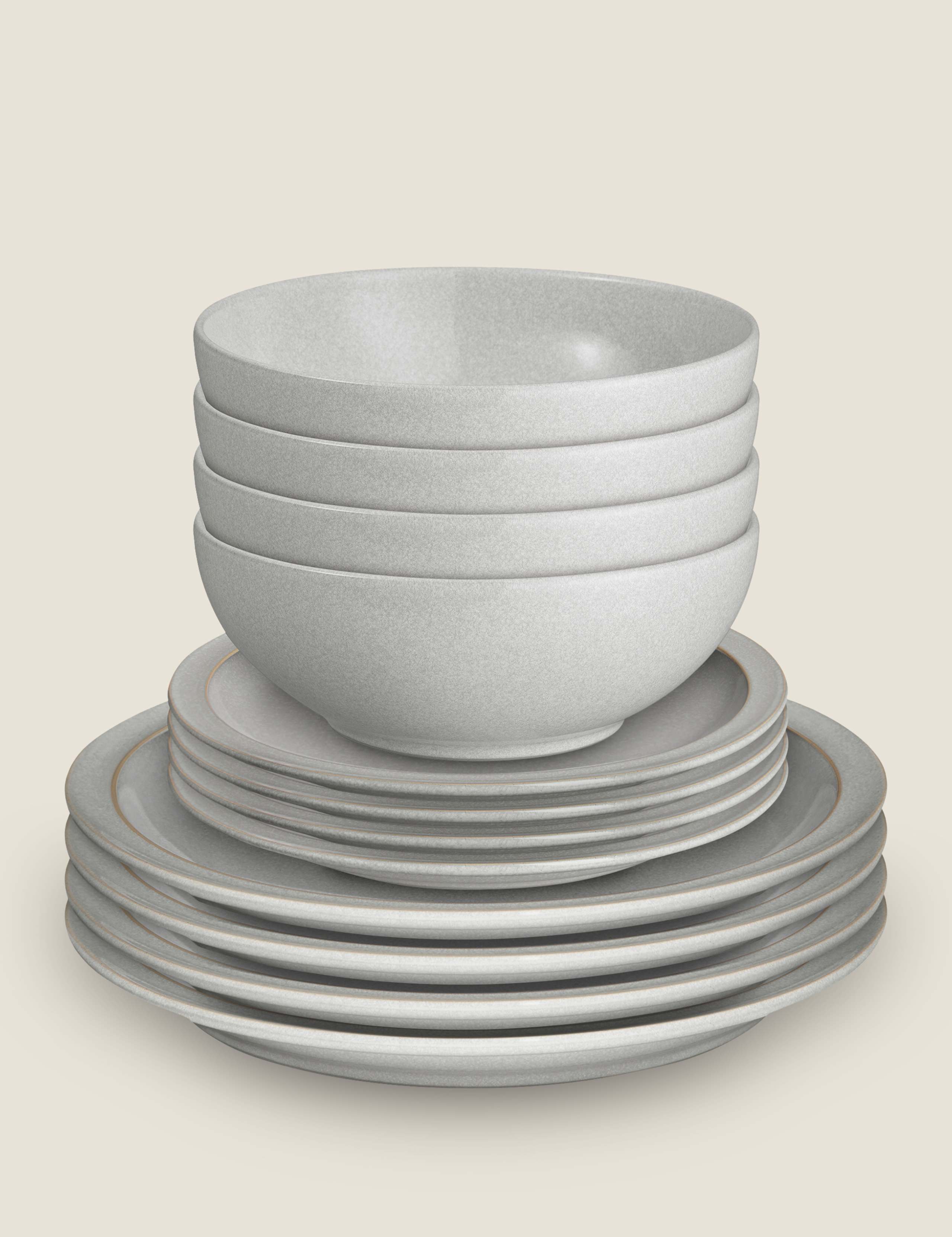 Denby dove grey dinner set 12 piece stoneware (British brand)