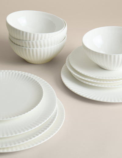 M&S 12 Piece Fluted Hampton Dinner Set- Buy online at McGrocer
