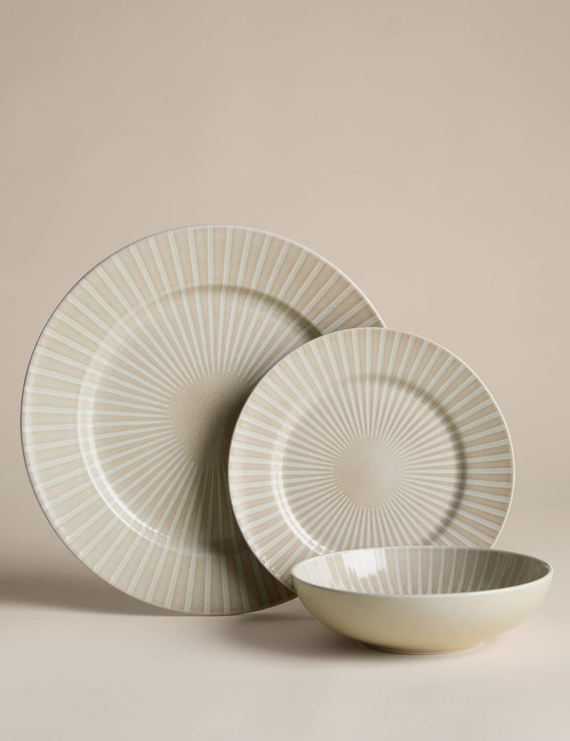 Reactive stripe stoneware dinner set 12 piece, UK version