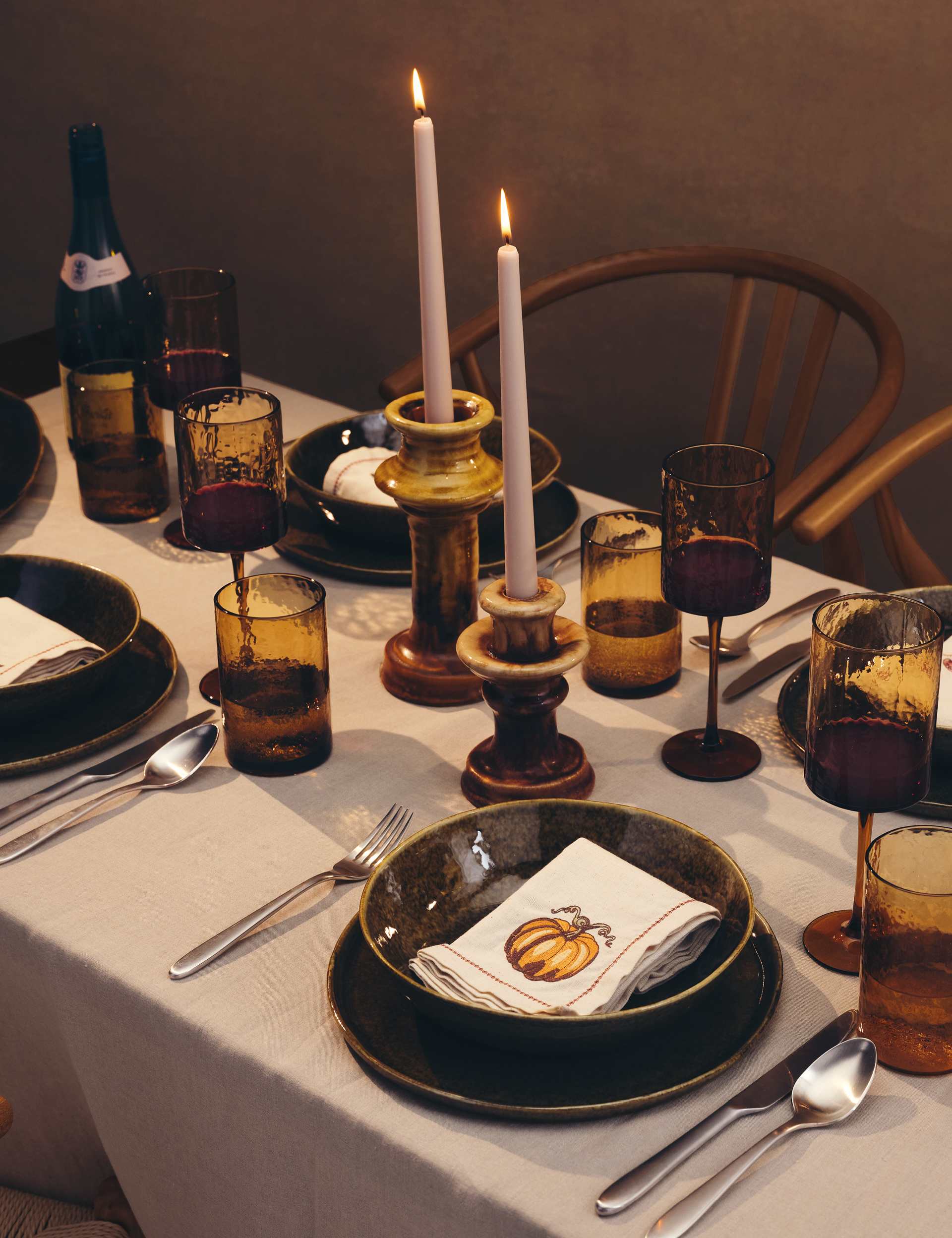 M&S 12 piece stoneware dinner set with reactive glaze, imported from the UK
