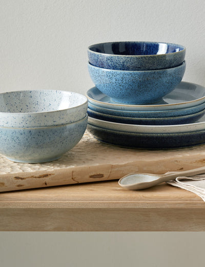 M&S 12 Piece Studio Blue Stoneware Dinner Set- Buy online at McGrocer