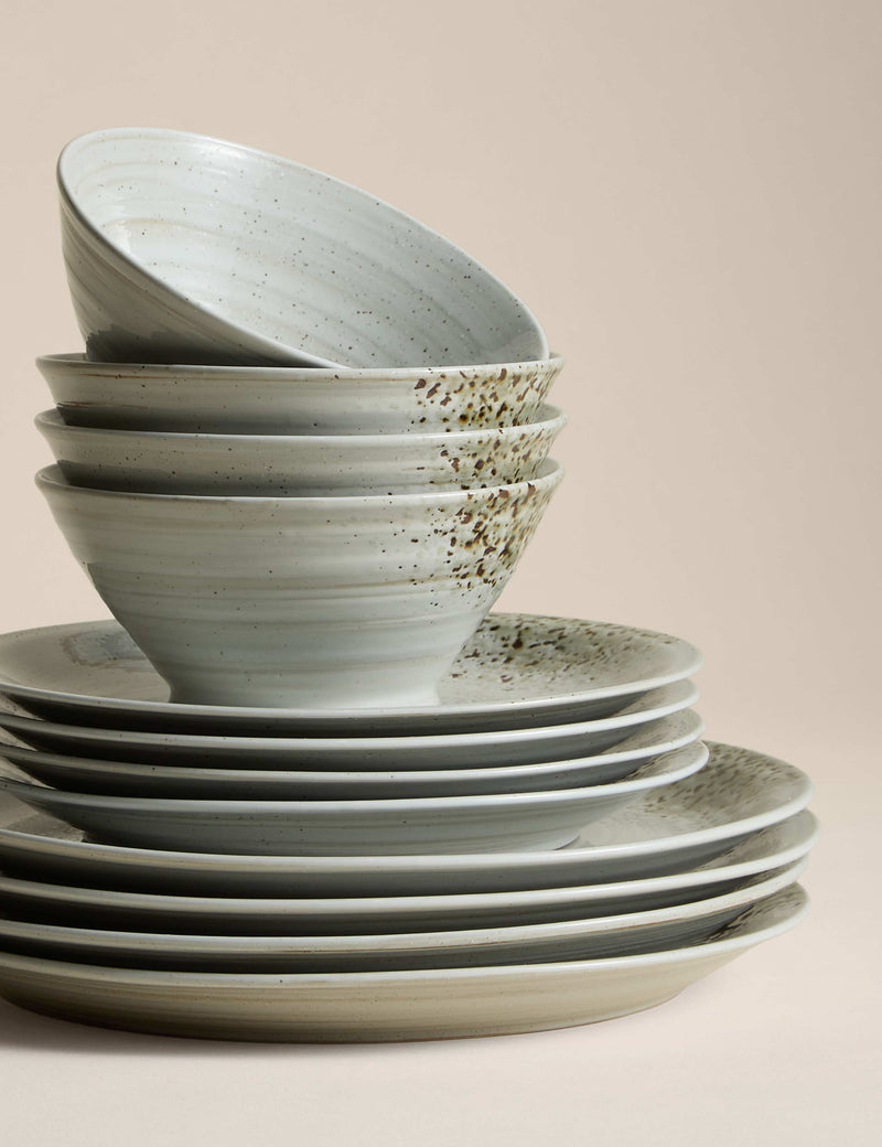 Textured spin dinner set 12 piece stoneware - British product