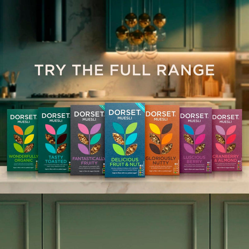 Dorset Cereals fruit and nut muesli 500g, imported from the UK