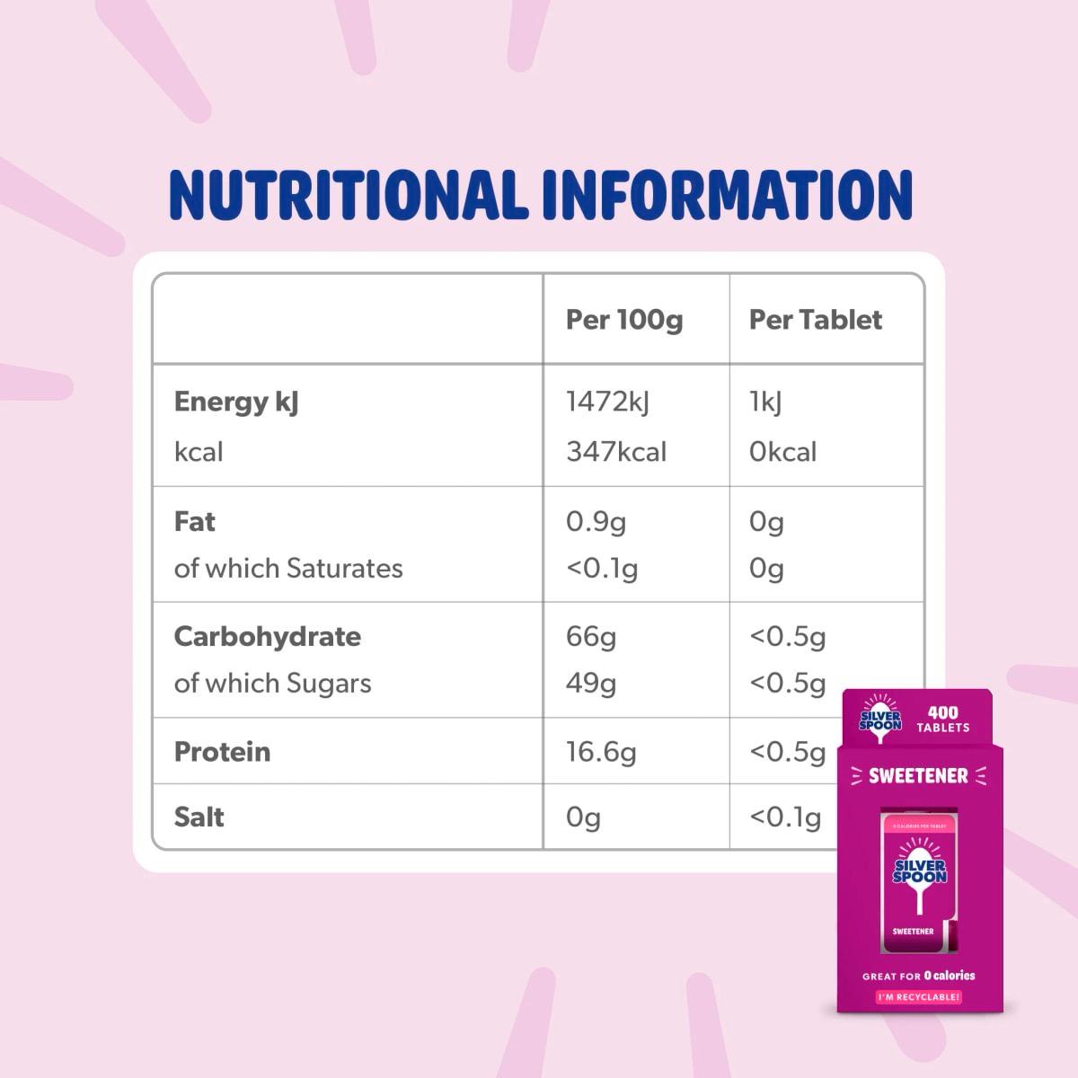 Silver Spoon zero calorie sweetener tablets 400 pack - British product