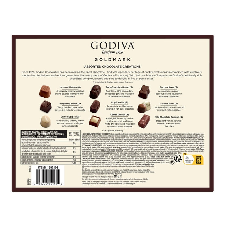 Godiva assorted chocolate gift box 29 pieces 325g, UK version